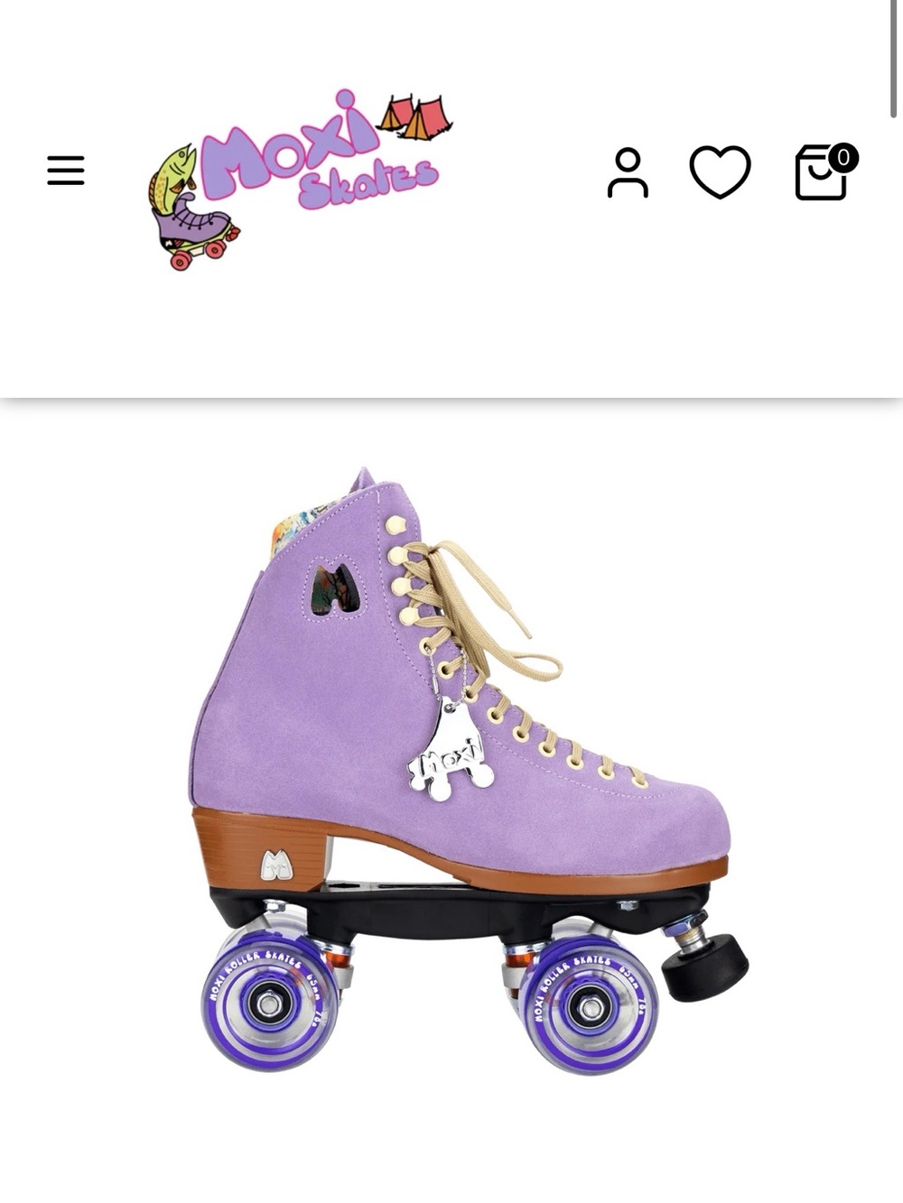 Moxi Purple Suede Roller Skates 🛼 Cream Laces size8